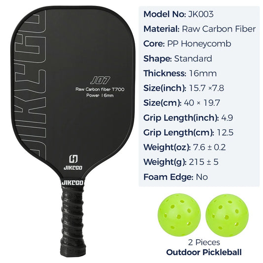 JIKEGO Raw Carbon Fiber Pickleball Paddle